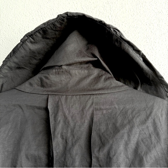 WHBM Ruffle Rain Jacket Belted Rhinestone & Satin Trench Coat Black Pink Size L - Picture 12 of 15